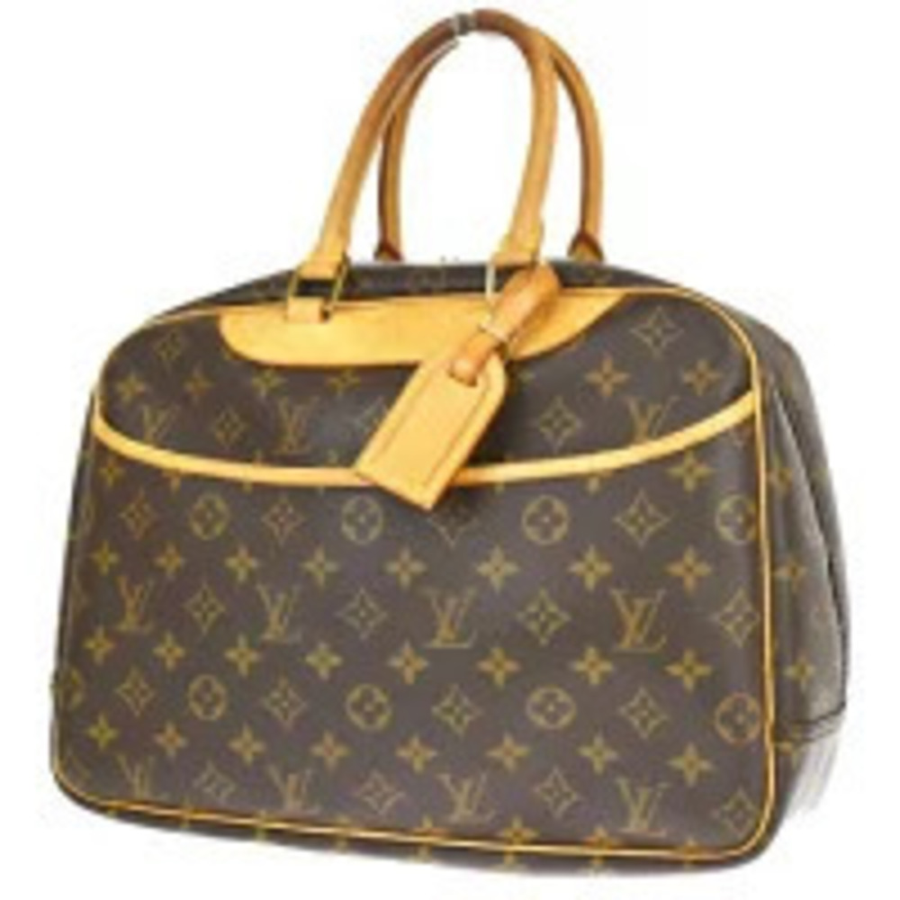Louis Vuitton Deauville Top Handle Bag Monogram Leather Brown